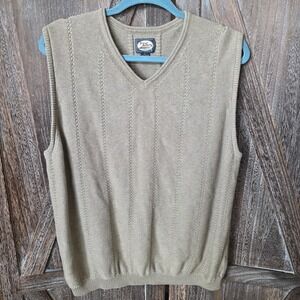 Tommy Bahama Sweater Men's Size XL Tan Vest V-Neck Textured Casual 100% Cotton